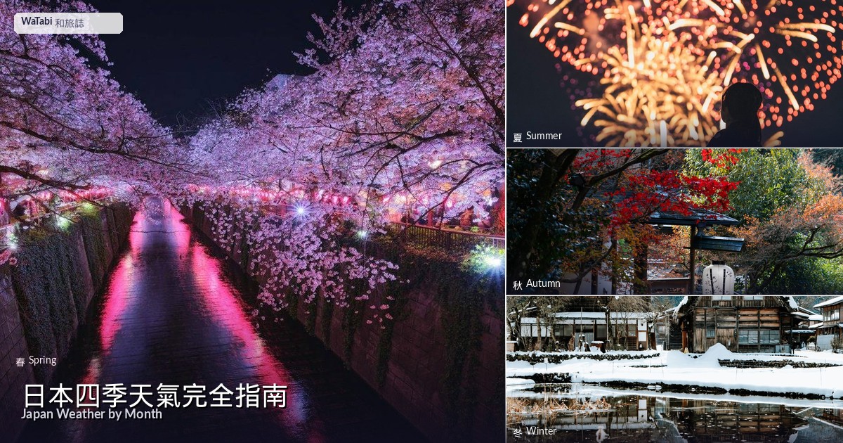 日本四季風景拼圖:春櫻、夏海、秋楓、冬雪