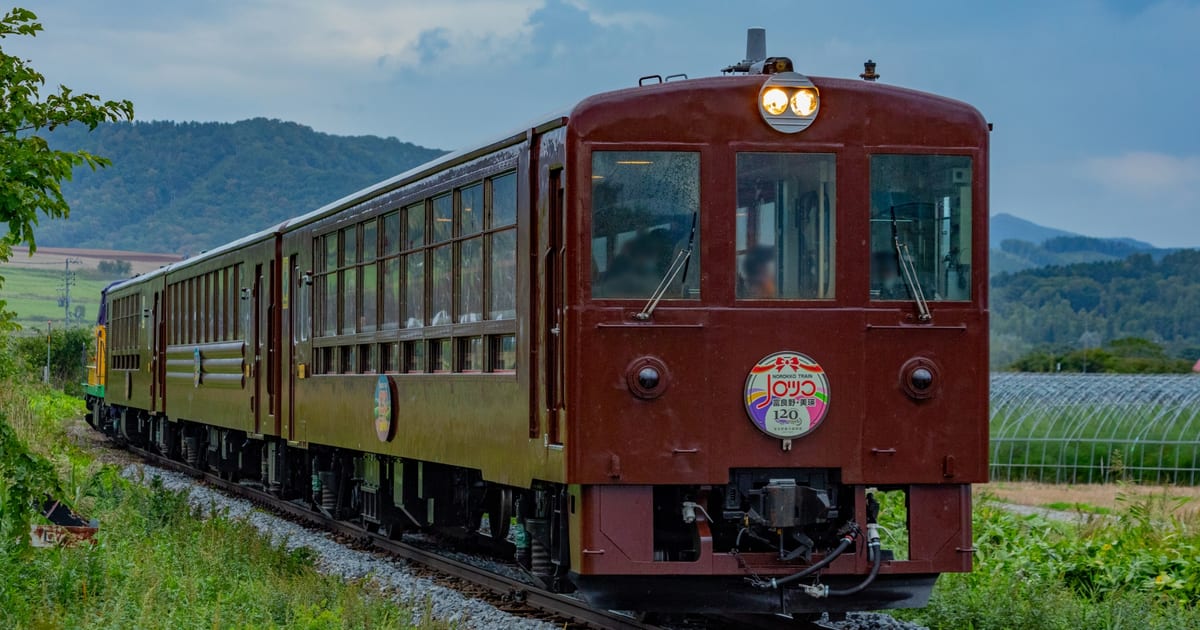 富良野・美瑛 Norokko 號紅色觀光列車穿越中富良野薰衣草田,2026 為最後一年運行