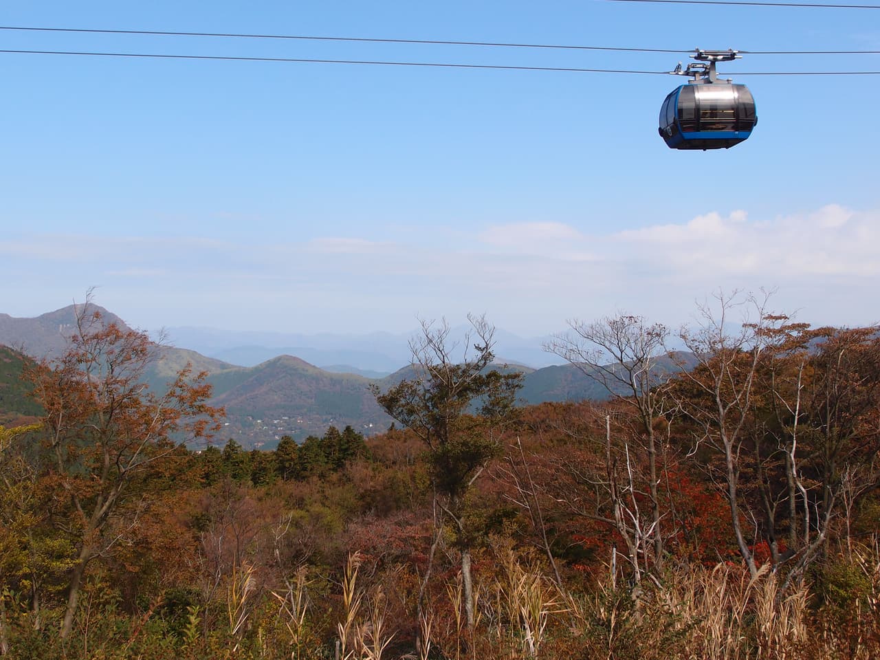 箱根大涌谷火山地形,高海拔一帶 10 月下旬起色づき(示意)