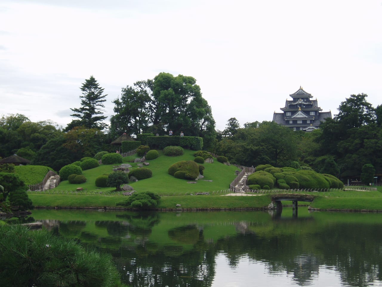 The open lawns of Okayama's Korakuen with the Crow Castle borrowed into the view