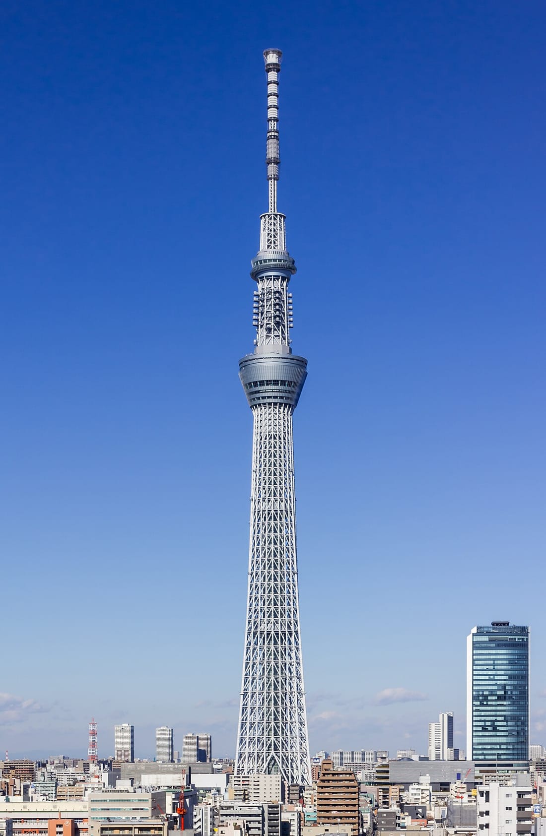 東京晴空塔高聳於淺草老街區與隅田川上空
